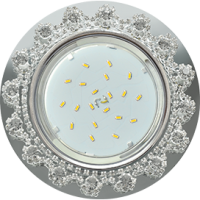 Светильник Ecola GX53 H4 Glass Круг с прозрачными стразами Корона (оправа хром)/фон зерк../центр.часть хром 52x120