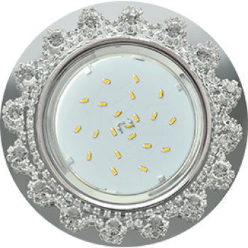 Светильник Ecola GX53 H4 Glass Круг с прозрачными стразами Корона (оправа хром)/фон зерк../центр.часть хром 52x120