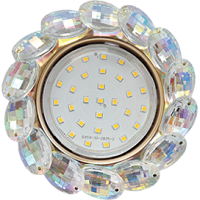 Светильник Ecola GX53 H4 Glass Круглый с большими хрусталиками Прозр.искристый/Золото 56x125