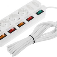 Сетевой фильтр Most A10 6 гнёзд, 5м, 2200Вт, отдельные выключатели, белый, пакет (1/15)