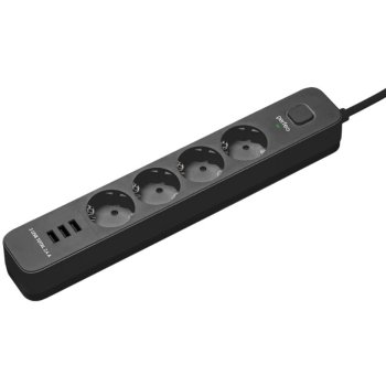 Сетевой фильтр Perfeo Power STREAM 4гн 2м 2500Вт черный 3xUSB 2.4A (30)