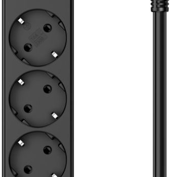 Сетевой фильтр Perfeo REAL HOME 3гн+2xUSB+1xTypeC 5м 3х1,5мм2 16A 3500Вт тройная защита чёрный (1/30)