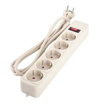 Сетевой фильтр Perfeo REAL POWER 5 гнёзд, 5 метров, 3х1,5мм2, 16A, 3500Вт, тройная защита, серый (1/30)