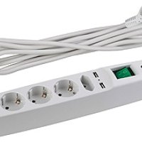 Сетевой фильтр Эра SFU 5гнёзд+2гнезда USB 2м 3x0.75мм² 2200Вт белый