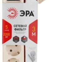 Сетевой фильтр Эра USF 5гнёзд 3м 3x0.75мм² 2200Вт бежевый