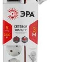 Сетевой фильтр Эра USF 5гнёзд 3м 3x0.75мм² 2200Вт белый (20)