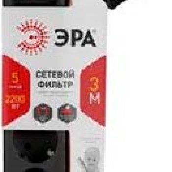 Сетевой фильтр Эра USF 5гнёзд 3м 3x0.75мм² черный