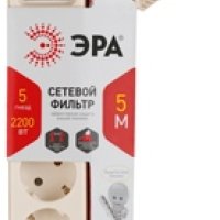 Сетевой фильтр Эра USF 5гнёзд 5м 3x0.75мм² 2200Вт бежевый