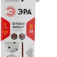 Сетевой фильтр Эра USF 5гнёзд 5м 3x0.75мм² 2200Вт белый (20)