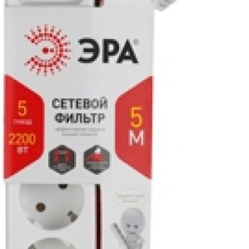 Сетевой фильтр Эра USF 5гнёзд 5м 3x0.75мм² 2200Вт белый (20)