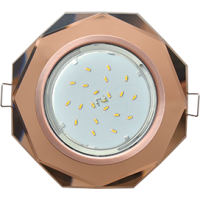 Светильник Ecola GX53 H4 Glass Стекло 8-угольник с прямыми гранями черненая медь - янтарь 38x133