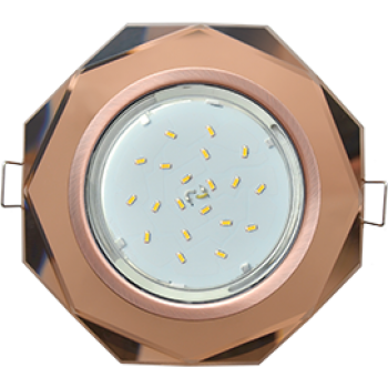 Светильник Ecola GX53 H4 Glass Стекло 8-угольник с прямыми гранями черненая медь - янтарь 38x133