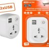 Адаптер универсальный TDM 2USB 2100мА поворотный белый (72)