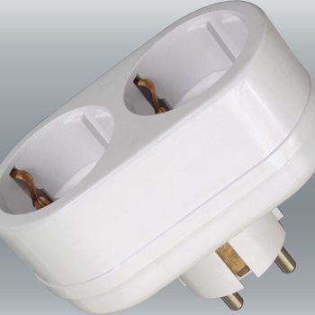 Двойник Toker 2Т2 16A с/з белый (50)