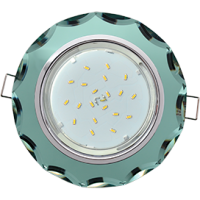 Светильник Ecola GX53 H4 Glass Стекло Круг с вогнутыми гранями хром - изумруд 38x126