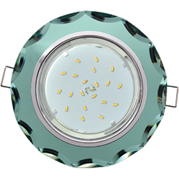 Светильник Ecola GX53 H4 Glass Стекло Круг с вогнутыми гранями хром - изумруд 38x126