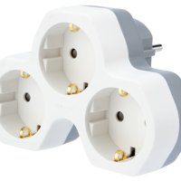 Тройник Rexant 16А с/з шторки бело-серый (24)