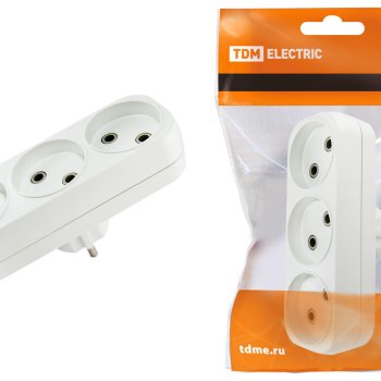 Тройник TDM 6А б/з линейный белый (50)