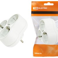 Тройник TDM 16А с/з круглый белый (50)