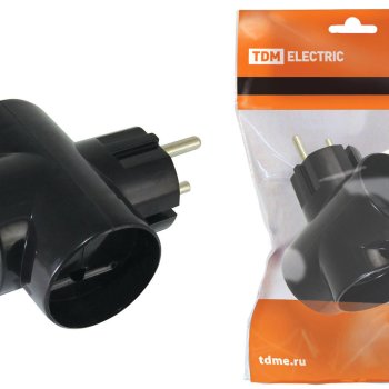 Тройник TDM 16А черный (20)