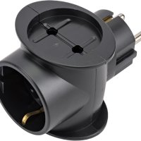 Тройник Toker 3T1 16A с/з черный (50)