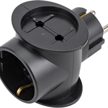 Тройник Toker 3T1 16A с/з черный (50)