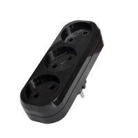 Тройник Универсал 10А б/з плоский черный (50)