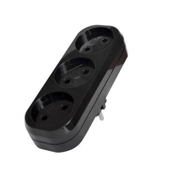 Тройник Универсал 10А б/з плоский черный (50)