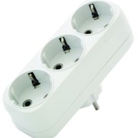 Тройник Универсал 16А с/з плоский белый (50)