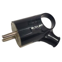 Вилка General угловая ушко с/з 16А черный (35/350)