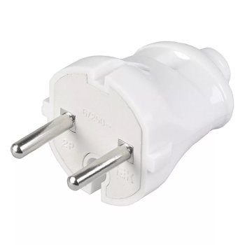 Вилка IEK прямая без заземления белая 6А (80)