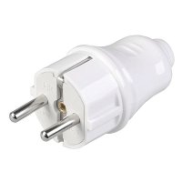 Вилка IEK прямая с заземлением белая 16А (50)