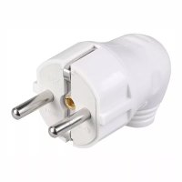 Вилка IEK угловая c/з белая 16А (50)