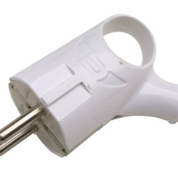 Вилка угловая с кольцом с заземлением 16А белая 4120 IN HOME