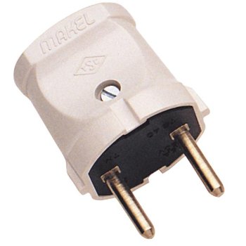 Вилка Makel прямая без заземления белая (50/500)