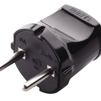 Вилка Makel прямая без заземления черная (50/500)