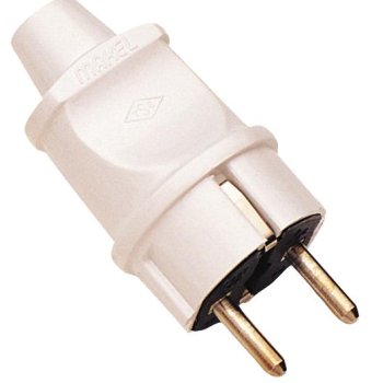 Вилка Makel прямая с заземлением белая (100/400)