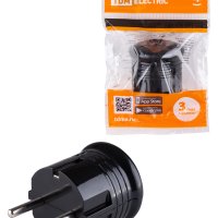 Вилка TDM круглая c/з черная 10А (30)