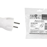 Вилка TDM прямая без заземления белая 6А 250В Народная (65)