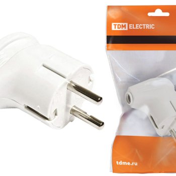 Вилка TDM угловая c/з белая 16А (30)