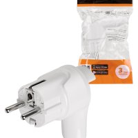 Вилка TDM угловая с/з с кнопкой извлечения из сети белая 10А (240)