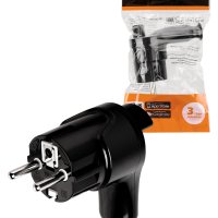 Вилка TDM угловая с/з с кнопкой извлечения из сети черная 10А (240)