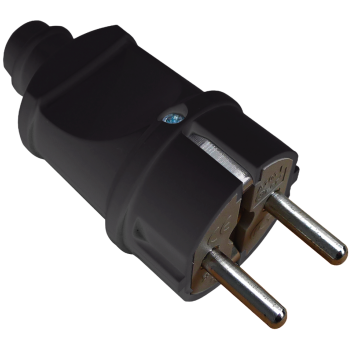 Вилка прямая заземление 16А ABS черный Omnyx (20)