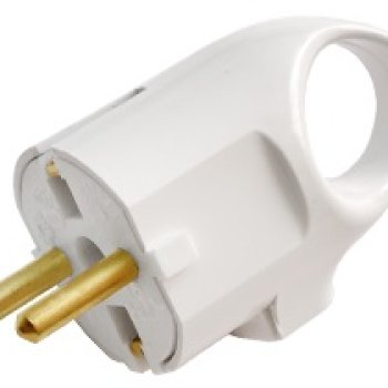 Вилка Светоприбор угловая с заземлением кольцо белая (100)