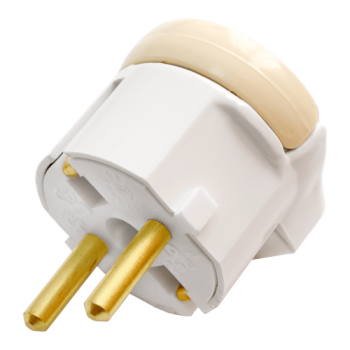 Вилка Светоприбор угловая с заземлением откидное кольцо белая