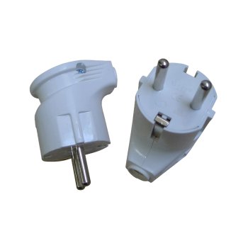 Вилка угловая заземление 16А РР854 белый Omnyx (24)