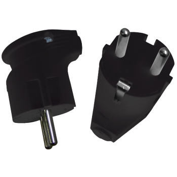 Вилка угловая заземление 16А РР854 черный Omnyx (24)