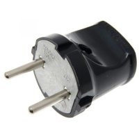 Вилка Универсал без заземления чёрная 6А (50/500)