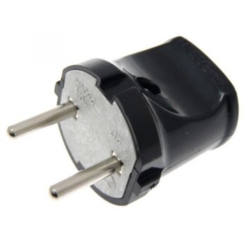 Вилка Универсал без заземления чёрная 6А (50/500)