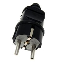 Вилка Универсал прямая с заземлением 16А чёрная (25/250)